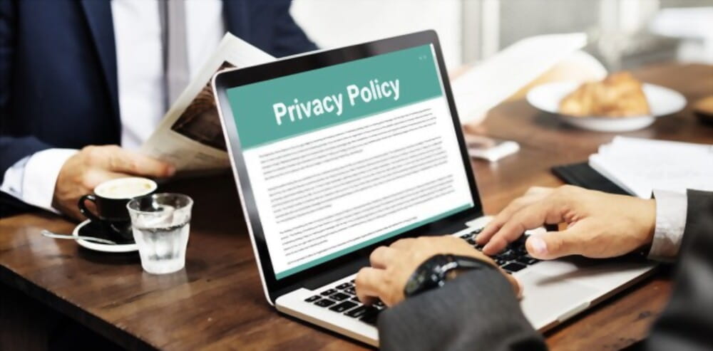privacy policy on screen